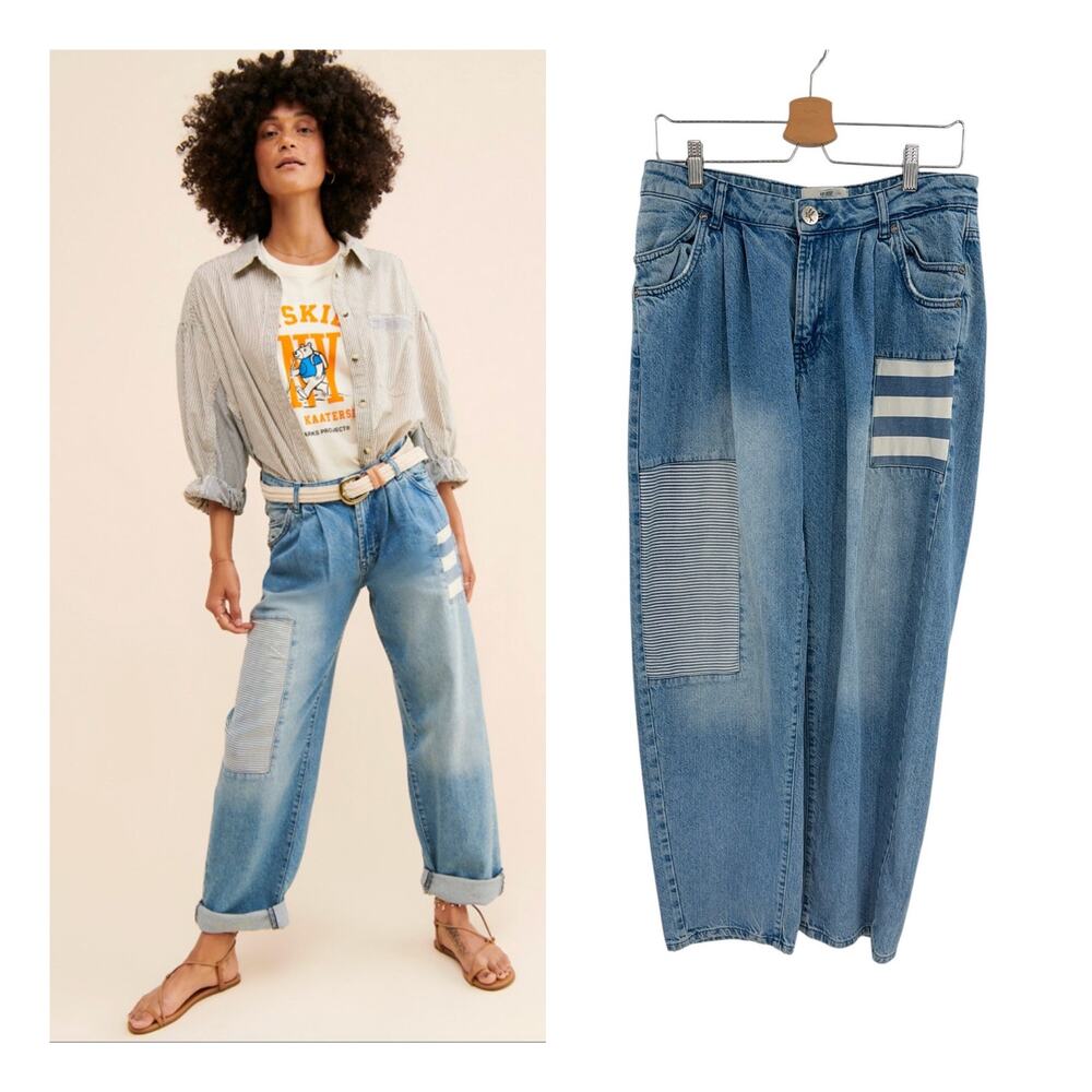 One Teaspoon Jailbird Smiths Trouser Jeans Patchwork Striped Denim Size 29